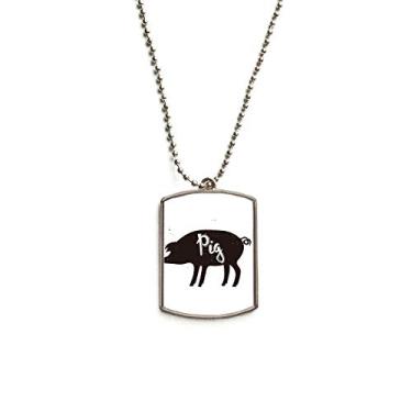 Imagem de DIYthinker Colar de cachorro com pingente de corrente de aço inoxidável de porco preto e branco