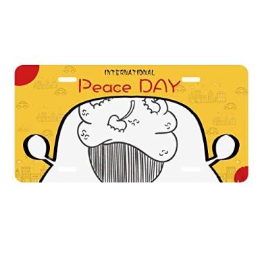 Imagem de DIYthinker Placa de carro Black Line Cherry Cup Ice Cream para decoração de carro Dia da Paz