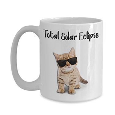 Imagem de Caneca de café eclipse solar de gato - Eclipse solar total - Caneca de eclipse solar de gato - I love Mykonos - Caneca de café de cacau quente engraçado - Novidade aniversário Cristo