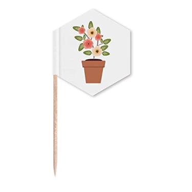 Imagem de Vaso de flores simples, Art Deco, presente, bandeiras de palito, palitos de cupcake, festa celebração