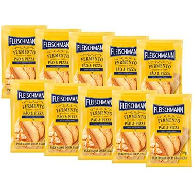 Imagem de Kit 10 Fermento Biológico Pão e Pizza Seco Fleischmann 10g