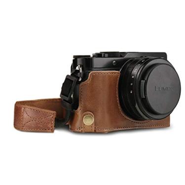 Imagem de MegaGear MG1564 Ever Ready Meia capa de couro genuíno para câmera compatível com Panasonic Lumix DC-LX100 II - Marrom