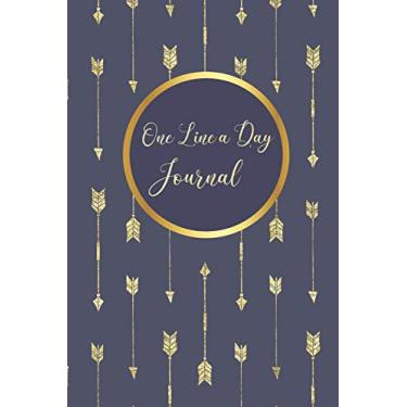 Imagem de One Line A Day Journal: Navy Blue Gold Arrows A Five-Year Memory Book, Diary, Notebook 6x9, 110 Lined Blank Pages