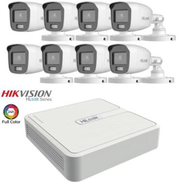 Imagem de Kit 8 Câmeras De Segurança Hilook Hikvision Colorvu 2 Mp Full Hd 1080P