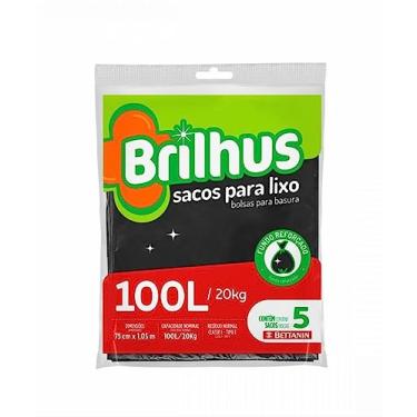 Imagem de Brilhus - Saco para Lixo Almofada com 5 Sacos de 100 Litros, Cor Preta, Bettanin