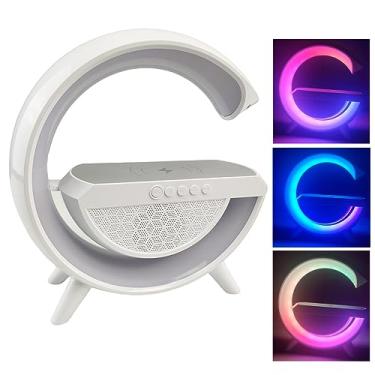 Imagem de Caixa de Som Bluetooth Luminaria RGB Led USB Carregador Induçao Celular Radio FM Ambiente Musica Potente Festa Amplificador Speaker