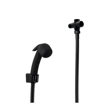 Imagem de Chuveirinho de Mão Preto Fosco em ABS com Trava Mangueira 180 cm e Desviador