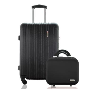 Imagem de Kit Conjunto Mala de Viagem Média 23kg Despachada Rígida Rodas 360º Cadeado Segredo com Frasqueira Gladiador A2M Preto