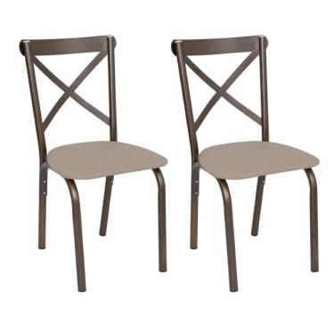 Imagem de Conjunto 2 Cadeiras Karina Ciplafe Bronze/Linho Bege