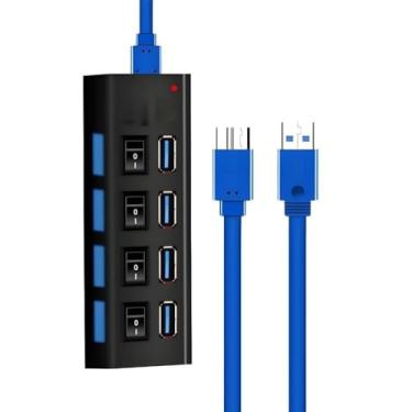 Imagem de Hub 4 Portas Usb 3.0 Com Switch/Led Indicador Régua Extensora USB 4 Portas