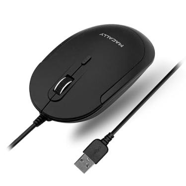 Imagem de Mouse de computador com fio, mouse USB macally silencioso – Mouse USB fino e compacto para Apple Mac ou Windows PC Laptop/Desktop – Projetado com sensor óptico e interruptor DPI – Simples – Preto