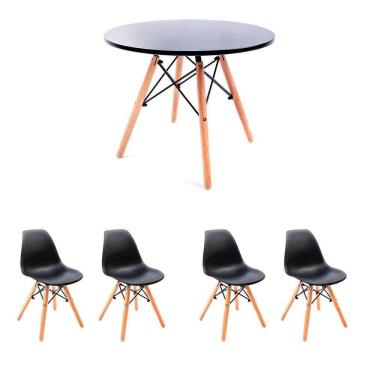 Imagem de conjunto de mesa infantil well com 4 cadeiras eames preto