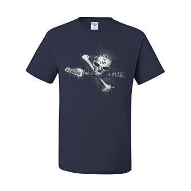 Imagem de Camiseta Tune it up Music Skulls Guitar Death Metal Hard Rock, Azul-marinho, XG