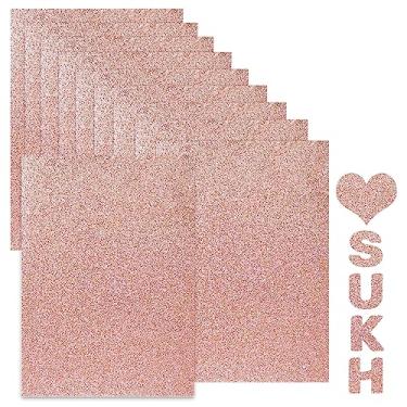 Imagem de Sukh Papel de cartolina com glitter ouro rosa papel de artesanato A4 artesanato colorido grosso Natal Dia dos Namorados Caixa de presente Embrulho DIY Festa de Aniversário Brilhante Decoração Scrapbook 210GSM 10 peças