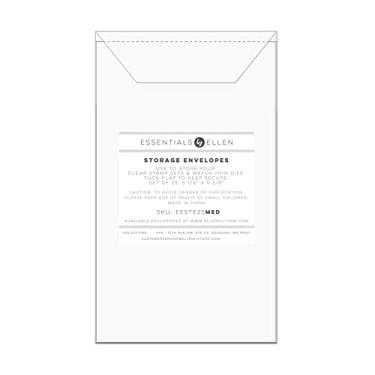Imagem de Envelopes de armazenamento de carimbos e moldes, médio 13,3 x 23,6 cm, aba dobrada, calibre 8 (0,2 mm|≈8 mil), pacote com 25, Essentials by Ellen Storage