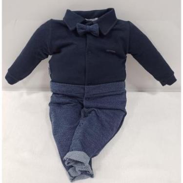 Imagem de Macacão Moletino Longo Luxo Bebê Menino Gravata Zafielo 576-Masculino