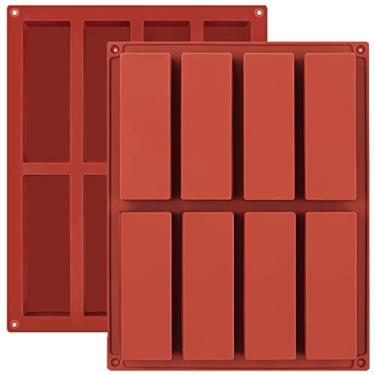 Imagem de JOERSH 2 moldes de barra de granola retangular de silicone para barra de chocolate para assar barras energéticas de chocolate/proteína/nutrição/barras de cereais/molde de manteiga de 8 cavidades