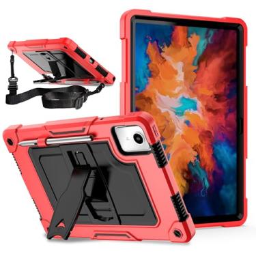 Imagem de Doemoil Capa para tablet Lenovo Tab M11/K11 LTE de 11 polegadas, capa infantil com suporte à prova de choque (vermelho/preto)