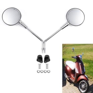 Imagem de Espelho retrovisor universal redondo para motocicleta, scooter, ATV UTV E-Bike (prata, espelho de 4,2 polegadas - parafuso de 8 mm)