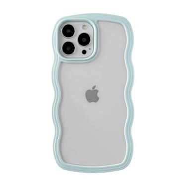 Imagem de Caseative Capa para iPhone 13 Pro Max, linda capa de telefone macia à prova de choque com moldura ondulada (verde)