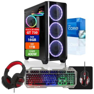Imagem de PC Gamer Intel Core i7 16GB SSD 1TB Placa de Vídeo Gt 730 2GB Com Kit Gamer Completo - Fonte 400W Real Strong Tech