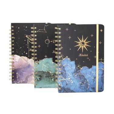 Imagem de Joucien Caderno de bobina com padrão de céu estrelado A5 80 folhas com alça de linha horizontal - azul