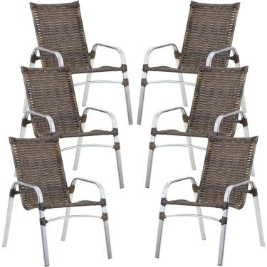 Imagem de Kit 6 Cadeiras Emily em Alumínio e Fibra Sintética Trama