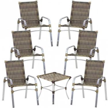 Imagem de Kit 6 Cadeiras Emily Mesa Garden em Alumínio e Fibra Trama