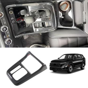 Imagem de SJBNKJYXGSLULU Acessórios para Honda CR-V 2023 2024 2025 Acessórios de painel de botão de mudança de marchas para carro, acabamento interno de carbono, consoles centrais, estrutura de capa de botões