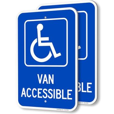Imagem de SmartSign (pacote com 2) 45,7 x 30,5 cm "Van Accessible", placa de estacionamento para deficientes, composto de alumínio de 120 mm de espessura (ACM), material refletivo de grau de engenheiro, azul e