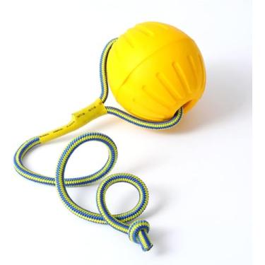 Imagem de Brinquedo de cachorro em uma corda, bola de espuma flutuante com corda, brinquedo de puxar para cães pequenos, médios e grandes pegar, jogar, treinar (amarelo)