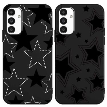 Imagem de Yomjew Pacote com 2 capas para celular com estrela preta fofa para Samsung Galaxy S24 Plus 5G, estética feminina, antiarranhões, macia, fina, flexível, protetora à prova de choque Funda para mulheres