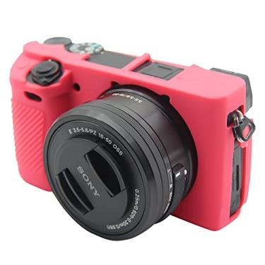 Imagem de Easy Hood Capa para câmera digital Sony Alpha A6100 A6300 A6400 ILCE-6100 ILCE-6300 ILCE-6400, capa protetora de silicone macio antiarranhões (rosa)