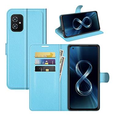 Imagem de Capa para Asus Zenfone 8 ZS590KS, com suporte para cartão de couro PU + [capa de TPU] [suporte] [compartimentos para cartão] capa fólio magnética para Asus Zenfone 8 ZS590KS (azul)