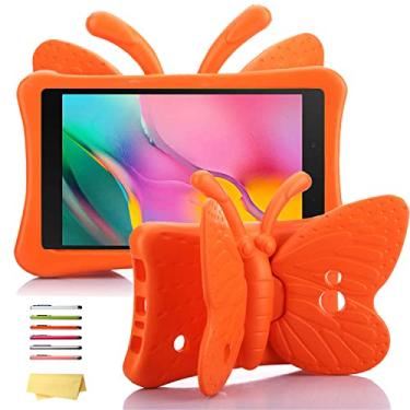 Imagem de UUcovers Capa infantil de 7 polegadas para Samsung Galaxy Tab A 7.0 e Tab 4 7.0, capa de espuma EVA com suporte e alça, borboleta laranja