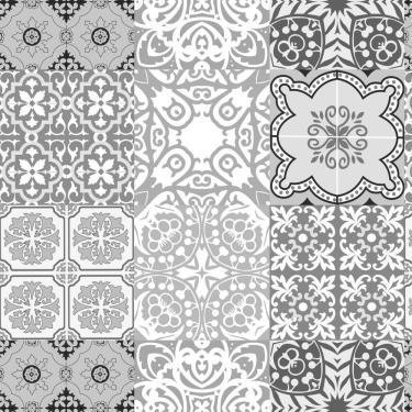 Imagem de Papel De Parede Azulejo Cinza Adesivo Lavável Cozinha 3M