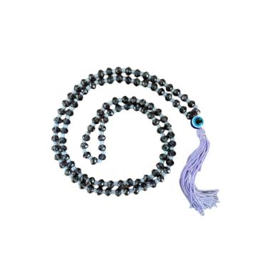 Imagem de Colar Japamala 108 Contas Cristais de Vidro Roxo Olho Grego