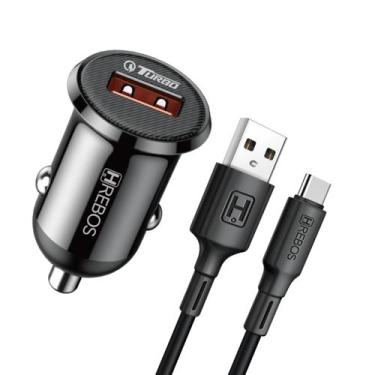 Imagem de Kit Carregador Veicular Para Celular Notebook Turbo 18W USB Preto + Ca