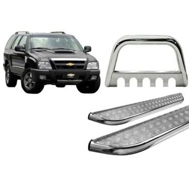 Imagem de Kit Quebra Mato C/Proteção Carter Estribo Chapa Cromado Blazer - HOZZ