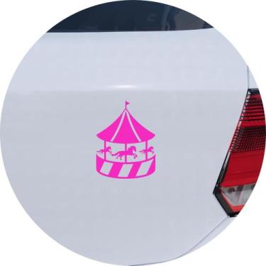 Imagem de Adesivo de Carro Carrossel com Cavalos Infantil - Cor Rosa - Melhor Ad