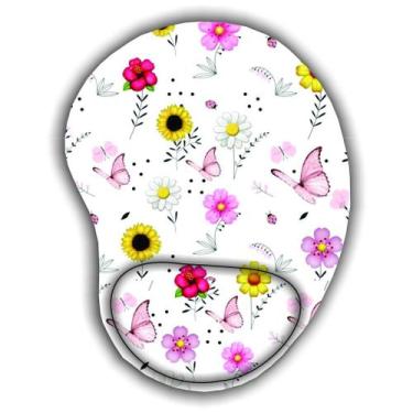 Imagem de Mouse pad estampas florzinhas fofas com apoio ergonômico - JDM