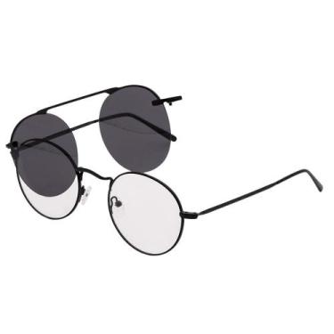 Imagem de Armação Óculos Clipon 2 Em 1 Grau Masculino Redondo Kyoto - Shark Ócul