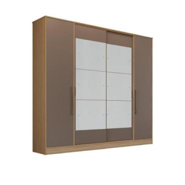 Imagem de Roupeiro Solteiro 4 Portas Édez Ateneo, Fendi/Nogueira - Herval