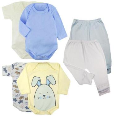 Imagem de Kit Roupa de 6 Pças Body Manga Longa e Curta e Mijão Suedine - Koala B