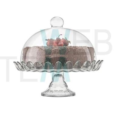 Imagem de Boleira com Pé e Tampa de Vidro Pétalas Jasmin 32cm Vitazza Prato para