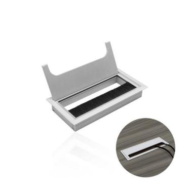 Imagem de Passa Cabo Max Alumínio Anodizado Retangular Para Mesas 8 X 16 Cm - Ma