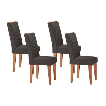Imagem de Cadeira Sala de Jantar Londrina Kit 4 Un Imbuia - Linho Grafite - Rufa