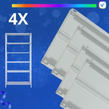 Imagem de 4 Bandeja P/prateleira em aço cinza  30X91Cm Suporta até 100kg - Estan