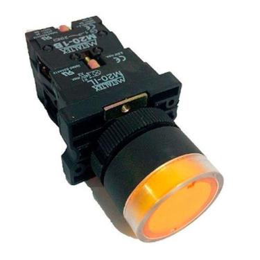 Imagem de Botão de Impulsão Iluminado 22mm 1NA+1NF P20IGR-Y7-1C Amarelo Metaltex