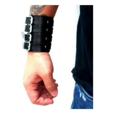Imagem de Braceletes Em Couro Com 4 Fivelas Unissex Cores - RED Virtual